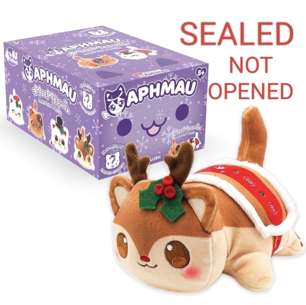SEALED Aphmau MeeMeows REINDEER 6" CHRISTMAS Plush Cat Kitten Toy Holiday NEW